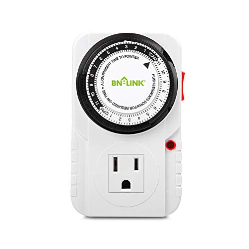 BN-LINK 24 ore plug-in con timer meccanico per acquario con messa a terra, luce crescente, coltura idroponica, animali domestici, casa, cucina, ufficio, elettrodomestici, certificazione UL 125 V CA, 60 Hz, 1875 W, 15 A, 1/2 HP (1)
